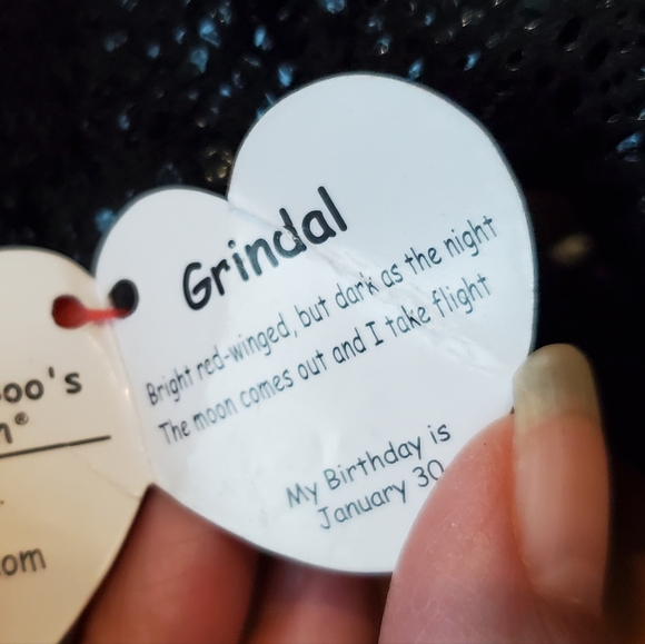 8 inch TY Grindal Dragon Black Gold Red Stuffed Animal Plush Toy - Picture 10 of 11